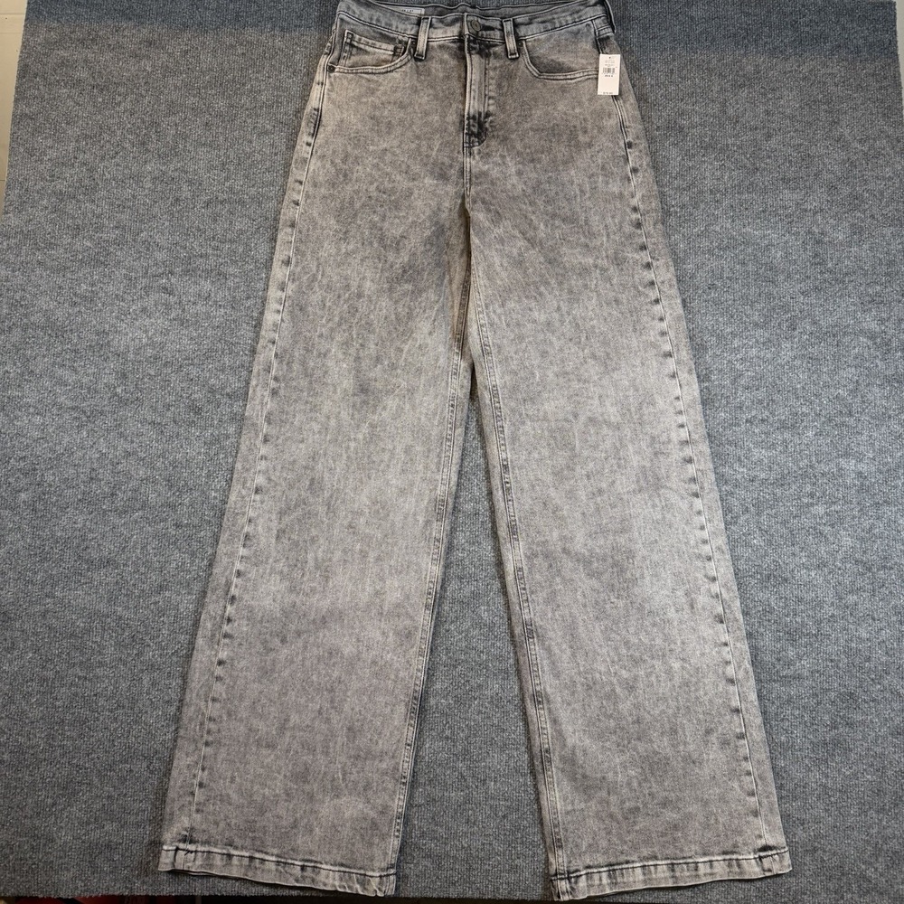 GAP Womens 8S/29 Black Wash Denim Jeans High Rise Stride Wide‎ Leg Pants